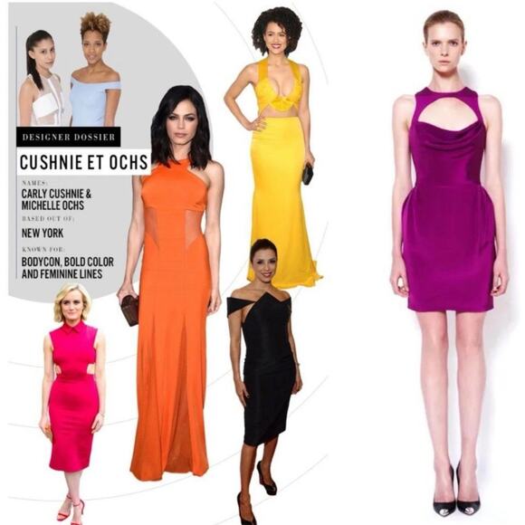 Cushine Et Ochs Royal Purple Silk Cut Out Bodice Mini Cocktail Dress 6 - Picture 3 of 10